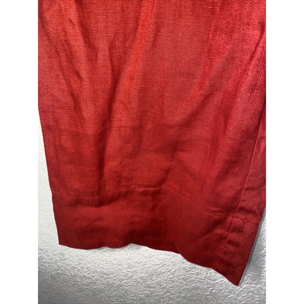 vintage Lauren Ralph linen wide leg Red Capri cargo Pants 10 holiday lagen - Picture 4 of 11